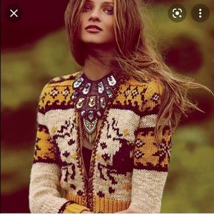 Free People Natural Rudolph Zip Up Cardigan